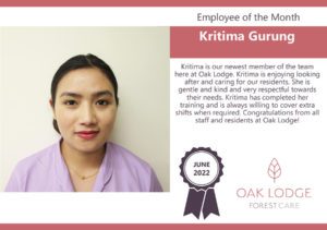 Employee of the month - June 2022 - Oak Lodge