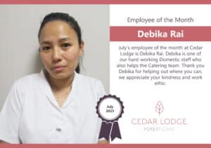 Employee of the month - Cedar Lodge - July 2023