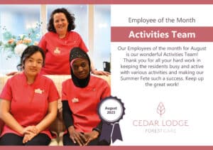 Cedar Lodge - Employee of the month - Aug 2023