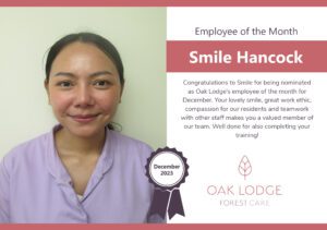 Employee of the month - Dec 2023 - Oak Lodge